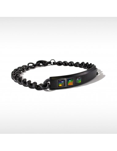 Midnight Ammolite Bracelet in Matte Black Titanium de pas cher