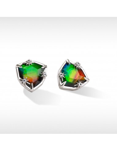 Starlight Trillion Ammolite Stud Earrings with White Topaz in Sterling Silver une grave pollution 