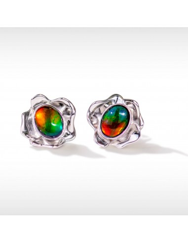 Bloom Ammolite Stud Earrings in Sterling Silver france