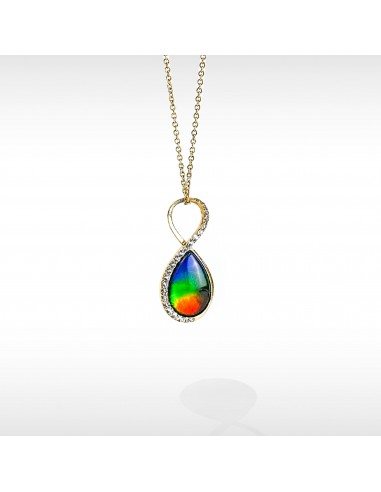 Infinity ammolite pendant in 14K gold with white diamonds Les êtres humains sont 