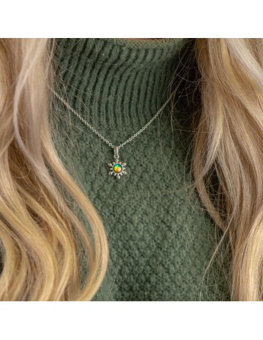 Snowflake ammolite silver plated pendant en linge