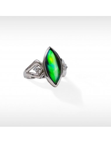 Women's Sterling Silver Ammolite Ring with White Sapphire Accent Jusqu'à 80% De Réduction