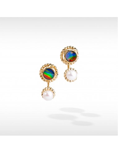 Pearl Ammolite Earrings in 18K Gold Plating Découvrez la collection