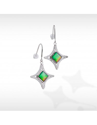 Women's Sterling Silver Ammolite Earrings with White Topaz Accent pas cher