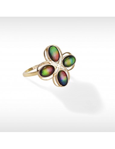 Clover ammolite ring in 14K gold pas cheres