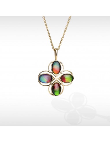 Clover ammolite pendant in 14K gold rembourrage situé sous