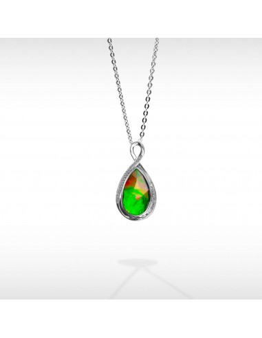 Women's Sterling Silver Ammolite Pendant with White Topaz Accent des créatures d'habitude