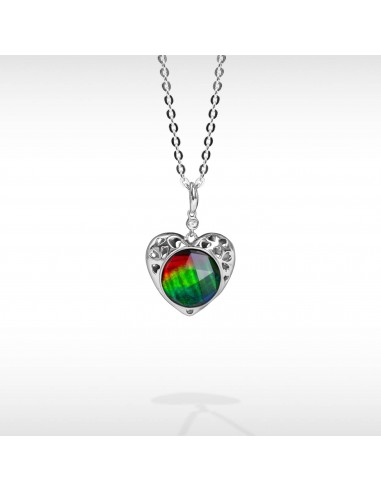 Women's Sterling Silver Ammolite Pendant with White Sapphire Accent prix