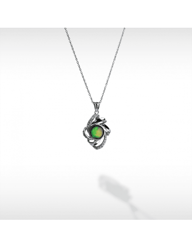 Women's Sterling Silver Ammolite Pendant with White Sapphire Accent À commander