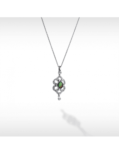 Women's Sterling Silver Ammolite Pendant with White Sapphire Accent 2 - 3 jours ouvrés.