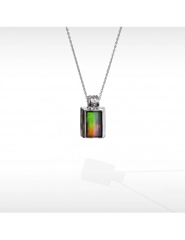 Women's Sterling Silver Ammolite Pendant with White Sapphire Accent À commander