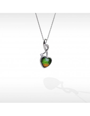 Women's Sterling Silver Ammolite Pendant with White Topaz Accent Les magasins à Paris et en Île-de-France