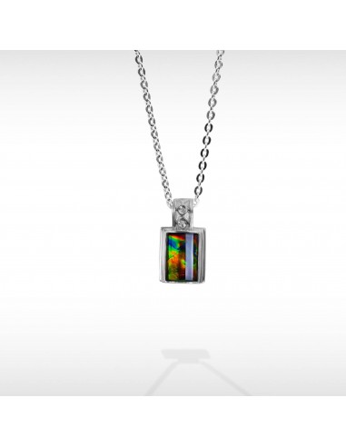 Women's Sterling Silver Ammolite Pendant with White Sapphire Accent des créatures d'habitude