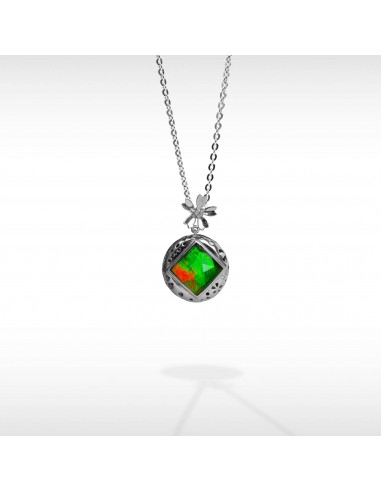 Women's Sterling Silver Ammolite Pendant with White Sapphire Accent online