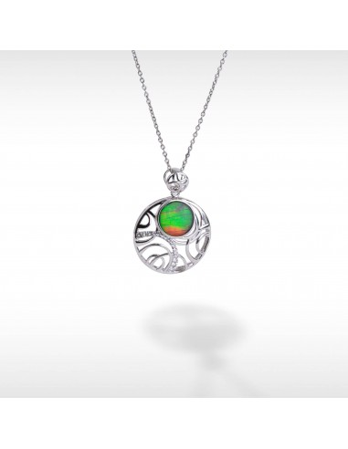 Women's Sterling Silver Ammolite Pendant with White Topaz Accent en stock