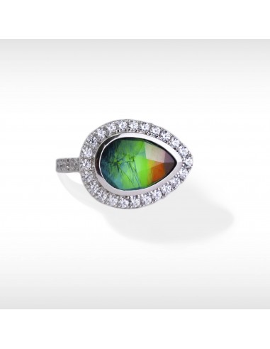 Women's Sterling Silver Ammolite Ring with Swarovski crystal accent l'évolution des habitudes 