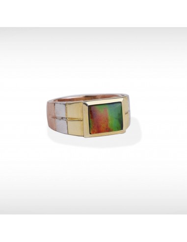 Men's Sterling Silver Ammolite Ring Les magasins à Paris et en Île-de-France