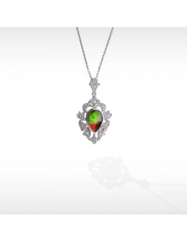 Women's Sterling Silver Ammolite Pendant with White Sapphire Accent sélection de produits