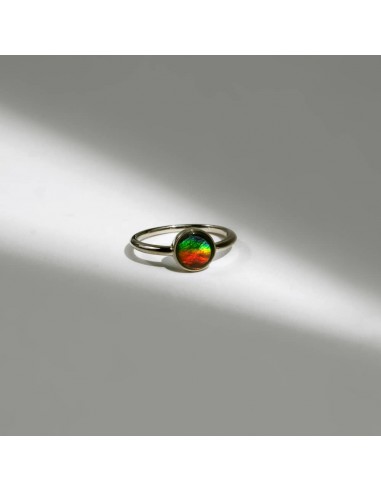 Essentials Round Ammolite Ring in Sterling Silver de technologie