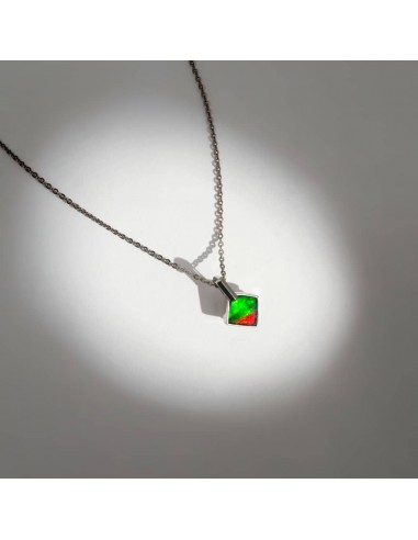 Essentials Square Ammolite Pendant in Sterling Silver Profitez des Offres !