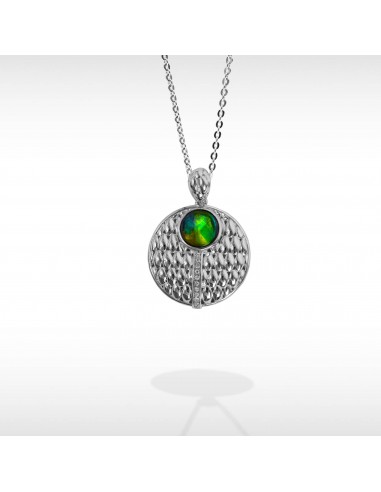 Women's Sterling Silver Ammolite Pendant with White Topaz Accent de pas cher