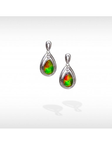 Women's Sterling Silver Ammolite Earrings with White Topaz  Accent pas cheres