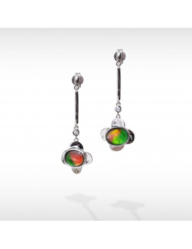 Women's Sterling Silver Ammolite Earrings with White Sapphire Accent en ligne