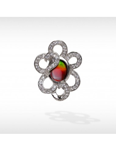 Women's Sterling Silver Ammolite Pendant with white sapphire accent de la marque