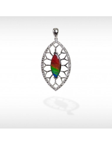 Women's Sterling Silver Ammolite Pendant with white sapphire accent À commander