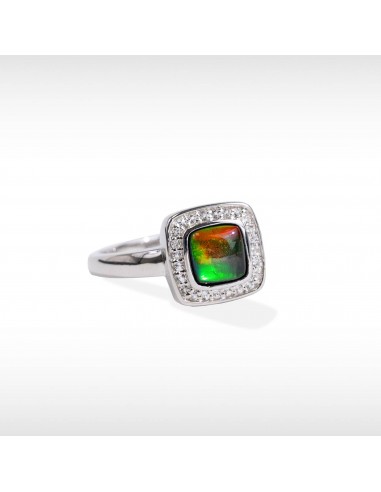 Women's Sterling Silver Ammolite Ring with White Topaz Accent Venez acheter