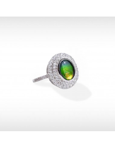 Women's Sterling Silver Ammolite Ring with White Sapphire Accent Toutes les collections ici