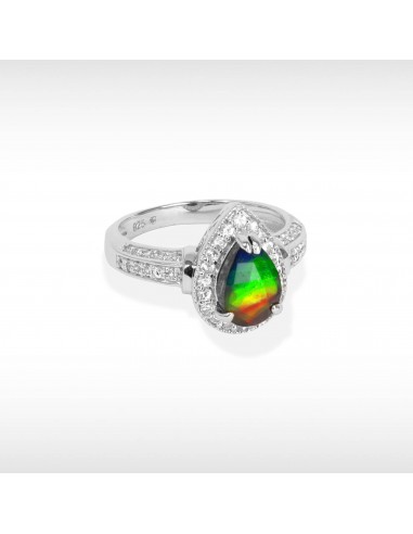 Women's Sterling Silver Ammolite Ring with White Sapphire Accent Venez découvrir notre 