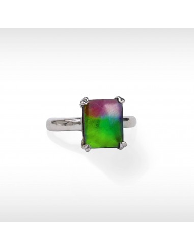 Women's Sterling Silver Ammolite Ring with White Sapphire Accent à prix réduit toute l'année