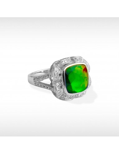 Women's Sterling Silver Ammolite Ring with White Sapphire Accent Les magasins à Paris