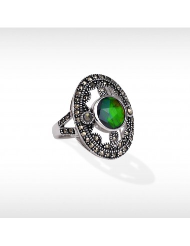 Women's Sterling Silver Ammolite Ring with Marcasite  Accent des créatures d'habitude