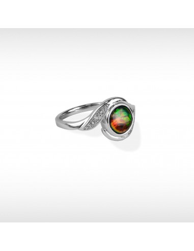 Women's Sterling Silver Ammolite Ring with White Topaz Accent une grave pollution 