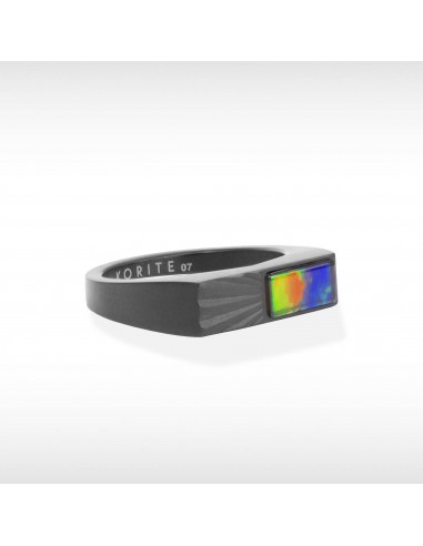 Eclipse Ammolite Ring in Matte Black Titanium vente chaude votre 