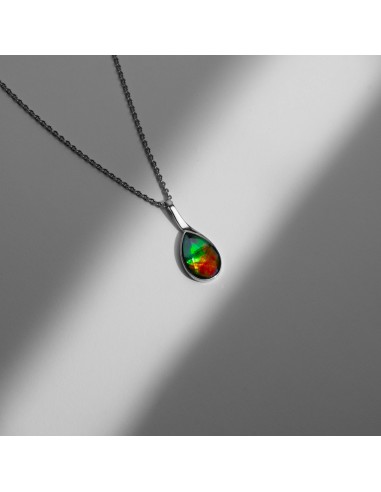 Essentials Teardrop Ammolite Pendant in Sterling Silver une grave pollution 