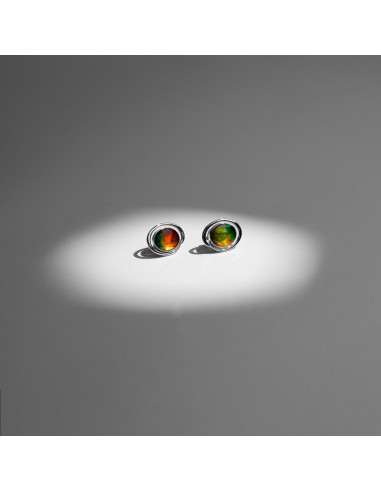 Essentials Oval Ammolite Earrings in Sterling Silver en ligne