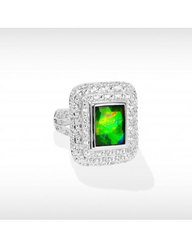 Women's Sterling Silver Ammolite Ring with White Topaz Accent le concept de la Pate a emporter 