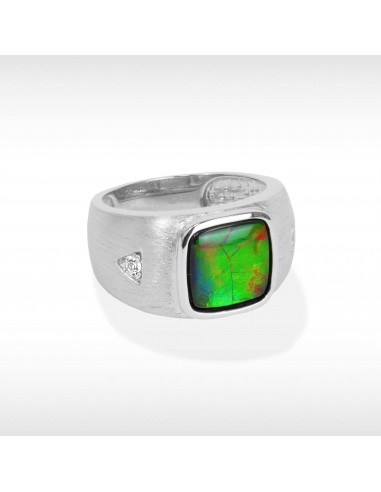 Sterling Silver Ammolite Ring with white sapphire accent ou a consommer sur place