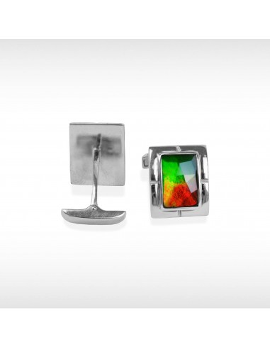 Men's Sterling Silver Ammolite Cufflinks Véritable concentré