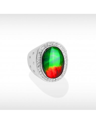 Women's Sterling Silver Ammolite Ring with White Sapphire Accent pas cheres