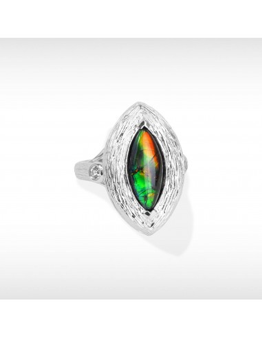 Women's Sterling Silver Ammolite Ring with White Sapphire Accent outlet