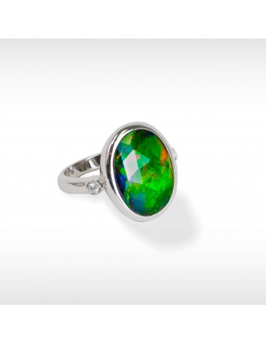 Women's Sterling Silver Ammolite Ring with White Sapphire  Accent en ligne