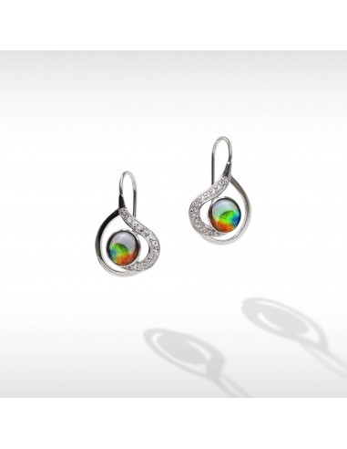 Women's Sterling Silver Ammolite Earring with White Topaz Accent vente chaude votre 