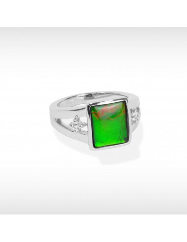 Women's Sterling Silver Ammolite Ring with White Sapphire Accent pas cher 