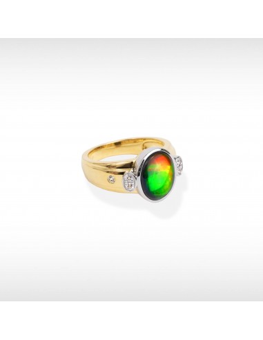 Women's Sterling Silver Ammolite Ring with White Topaz Accent À commander