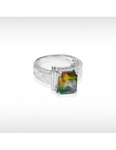 Women's Sterling Silver Ammolite Ring en ligne des produits 