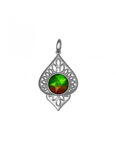 Women's Sterling Silver Ammolite Pendant pas cher 